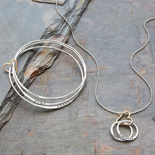 Personalized All Heart Bangle Set