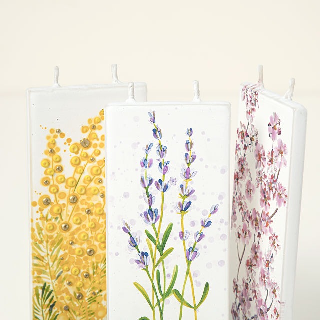 Hand-Painted Floral Flat Candle