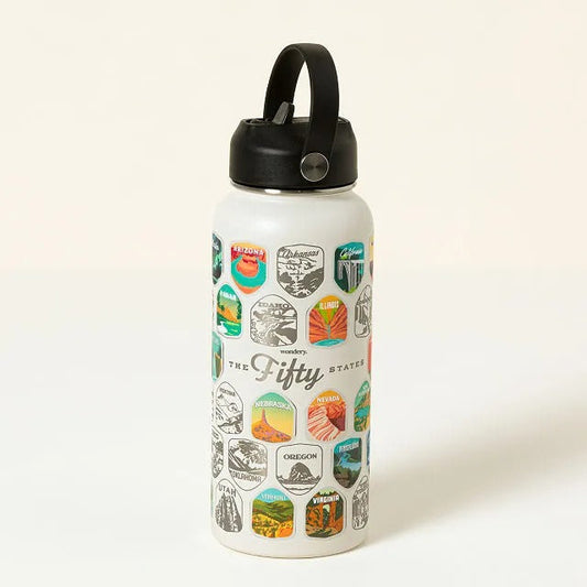 50 States Bucket List Water Bottle