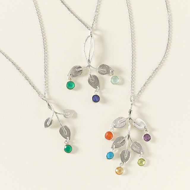 Personalized Birthstone Leaf Necklace