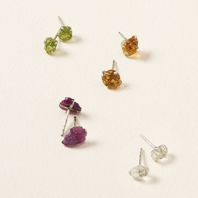 Raw Birthstone Studs