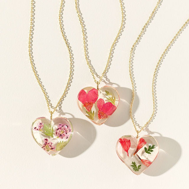 Birth Month Flower Heart Necklace