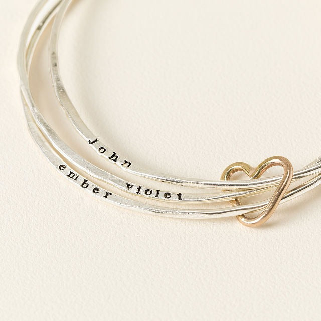 Personalized All Heart Bangle Set