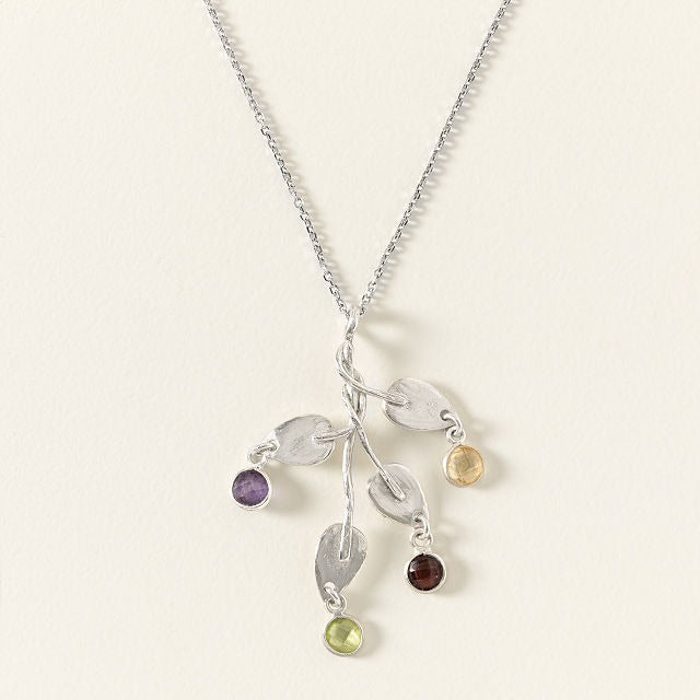 Personalized Birthstone Leaf Necklace