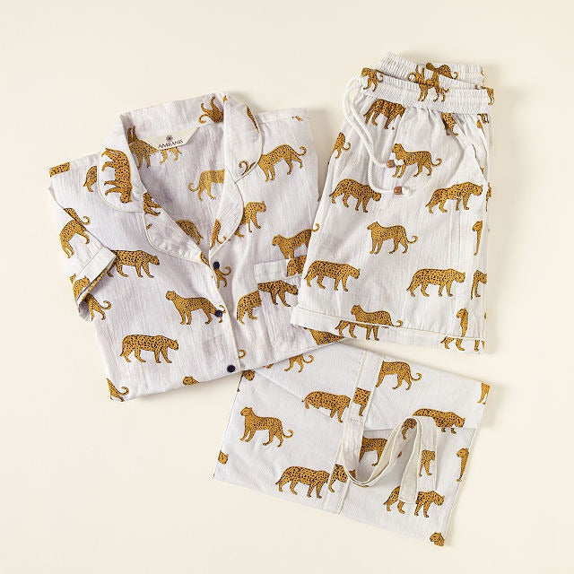 Jungle Print Pajama Short Sets