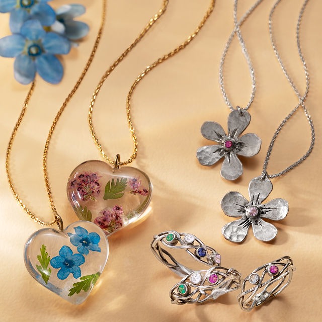 Birth Month Flower Heart Necklace