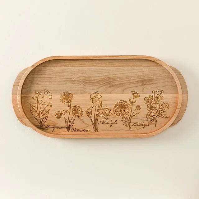 Custom Family Birth Flowers Serving Tray