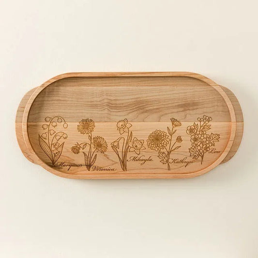 Custom Family Birth Flowers Serving Tray