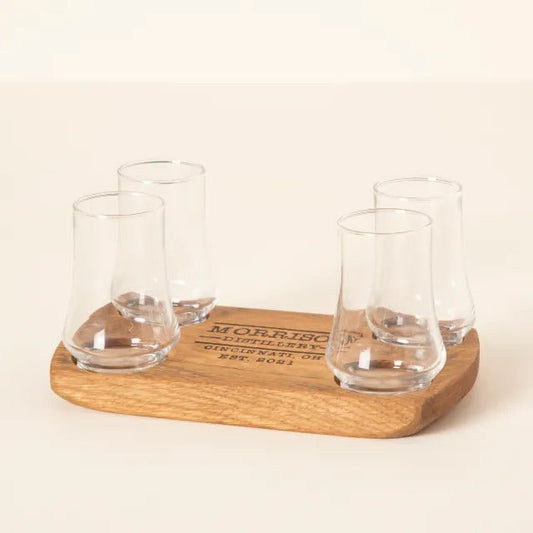 Personalized Bourbon Barrel Flight with Glasses