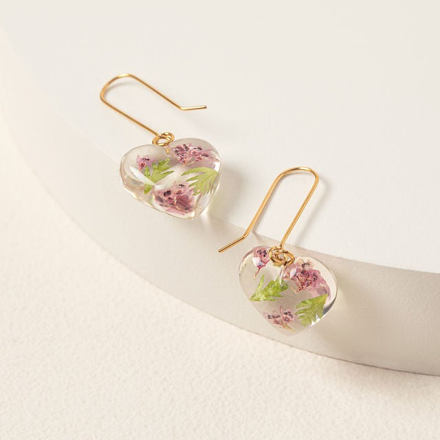 Birth Month Flower Heart Earrings